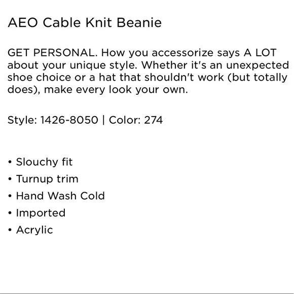 New American Eagle Women’s Cable Knit Beanie - Picture 2 of 3